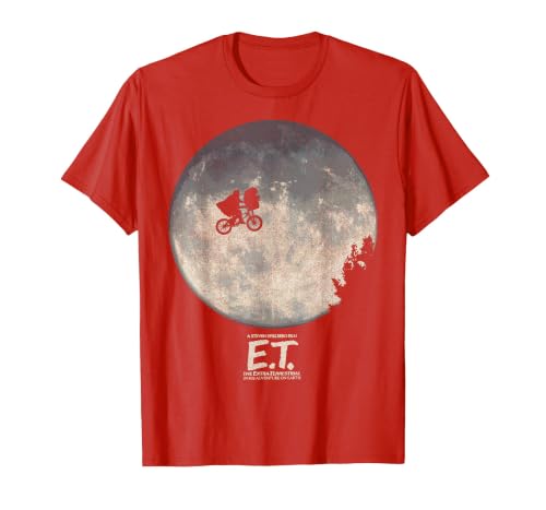 E.T. Infamous Flying Bike Scene Silhouette Logo T-Shirt, Men, Red, Medium