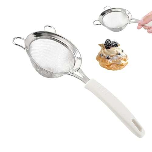 Colador de arroz de doble capa de malla fina de acero inoxidable doble capa 30 malla colador de pasta colador para hornear para enjuagar, escurridor tamizado filtrar alimentos