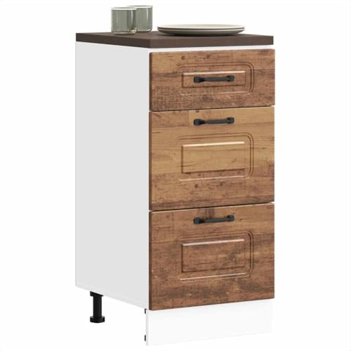 Refined Mueble bajo de Cocina Kalmar de Madera Antigua de ingeniería 1x Mueble Inferior (3 cajones)