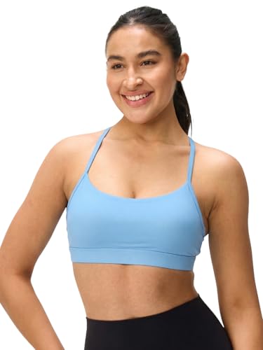Image of Womens Y Back Padded Sports Bra Strappy U Neck Butter Soft Low Impact Workout Bras Yoga Pilates Walking