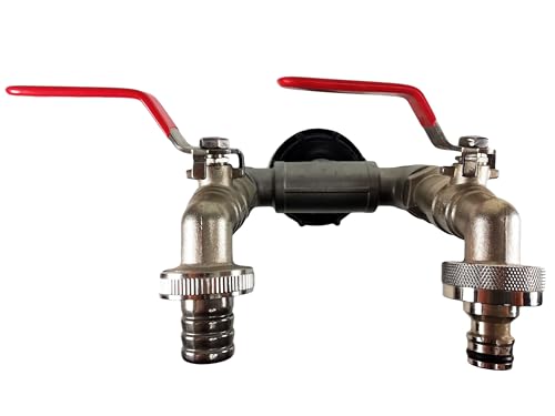 2-fach Kugelauslaufhahn IBC Adapter DN 50 S 60 x 6 Schlauch - Gardena komp.