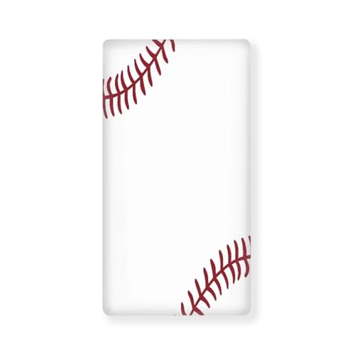 Image of JIANADAER Baseball Fitted Crib Sheet Red and White Americana Sports Ball Standard Crib Mattress Fitted Sheet Softball Toddler Bed Mattress Sheets Crib Mattress Sheet 28"x52"