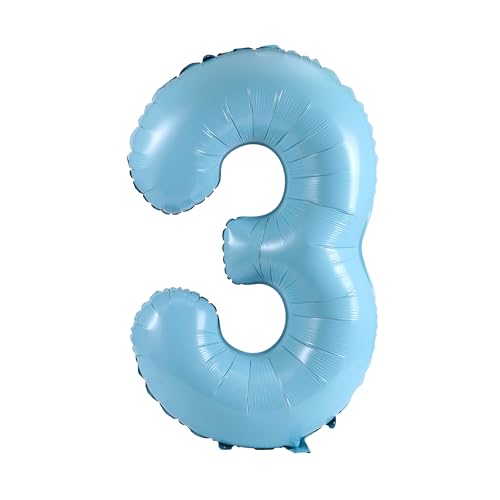 Image of YPSelected 32 Inch Large Foil Helium Number Balloon Birthday Wedding Party 0-9 (Baby Blue, 3)