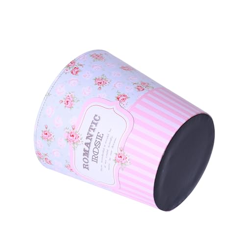 Image of PU Leather Small Trash Can Wastebasket, Round Garbage Container Basket for Bathrooms, Laundry Room, Kitchens, Offices, Kids Rooms, Bedrooms,Home Decorative Art Bin, 2.9 Gallon (Romantic Rose)