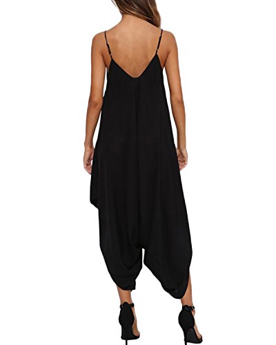 Auxo Women Jumper Harem Jumpsuit V Neck Summer Romper One Piece Jumpsuit Playsuit Black 5X-Large #TOP1