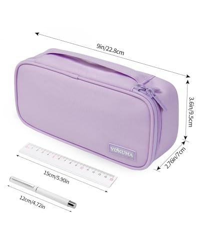 Image of YOKUMA Pencil Case,Large Capacity Pencil Pouch,Aesthetic Zipper Pencil Box, Back to School Supplies for College Student Teen Adults,Travel Essentials,Electronic Cable Organize, Lilac, Pencil Case
