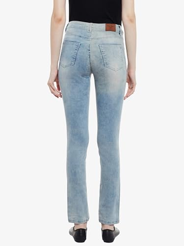Image of Miss Chase Women's Skinny High Rise Cropped Fringed Hemline Detailing Stretchable Denim Jeans