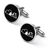 カフス メンズ スヌーピー 合金 カフスボタン 2個セット カフリンクス ラウンドカフス シャツカフスボタン 紳士 ファッション 日常仕事 結婚式 入学式 通勤 ビジネス 父の日 プレゼント 2.0cm