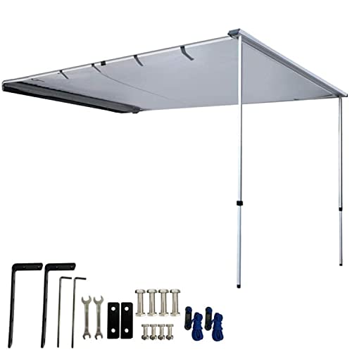 DANCHEL OUTDOOR Car Awning, Waterproof Roof Rack Pull Out Vehicle Awning, Portable Overland Camping Shelter Tarp for SUV/Truck/Van/Camper Accessories,1.5x2.5m Gray