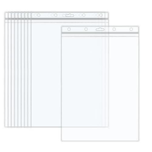 Modixun Carteras resistentes A4, fundas de papel duro impermeables con cierre de cremallera, carpetas de bolsillo A4 transparentes para documentos, certificados, fotos, carteles, 10 unidades