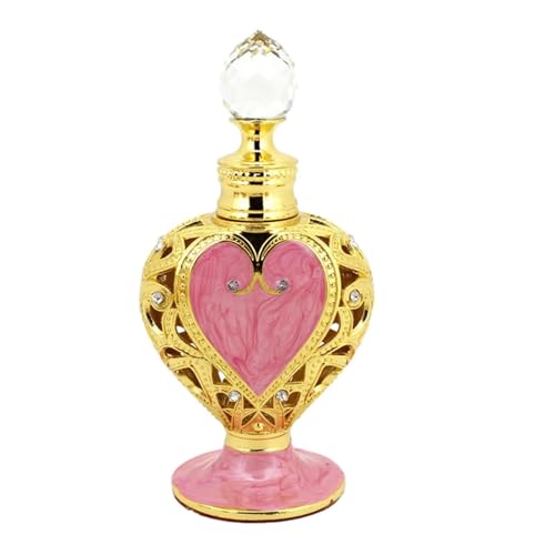 Botella de en de corazón, botella vacía de 12 ml para perfume, elegante diseño retro de corazón, recipiente con cuentagotas vacío, colorido y recargable con de amor, botella de