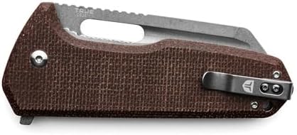 TRUE CEJA Tanto Flipper Knife - Everyday Carry, EDC, 3.7" Blade, Cutting, Slicing, Piercing, Durable, Brown