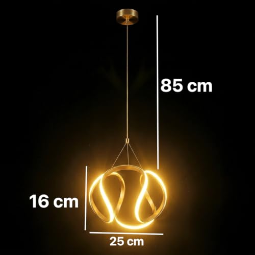 Image of Groeien 12W 3 Color Gold LED Wave Orbit Pendant, Home Ceiling Lamp(Pendant WaveOrbit, 1)