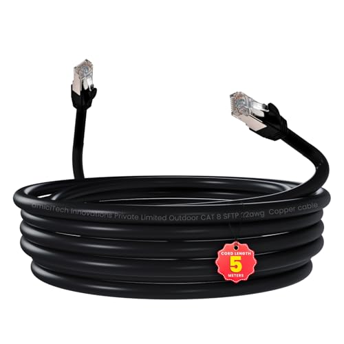 Image of amiciTools Cat8 Ethernet Cable with 22AWG Solid Core 5 Meter | 40Gbps Ultra High-Speed LAN Cable, 2000MHz Bandwidth, Gold-Plated RJ45, Shielded Network Cable for Gaming, Routers & Servers