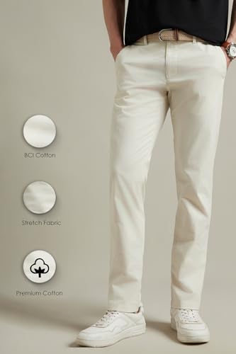 Image of Louis Philippe Men's Slim Fit Premium Cotton Soft Handfeel Solid Chinos