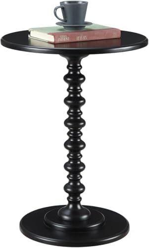 Image of VASIL MART Wooden Round Bed Side Table End Table, Side Table, Night Stand Beah Table for Living Room Bedroom (Black a)