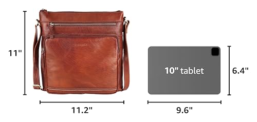 Image of LEDERBUCK Olga Women's Extra-Large Genuine Leather Crossbody Purse - Soft Triple-Zip Shoulder Bag