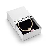 PANDORA Moments Women's 14k Gold-plated unique metal blend Sparkling Crown O Snake Chain Bracelet, Size 18, With Gift Box