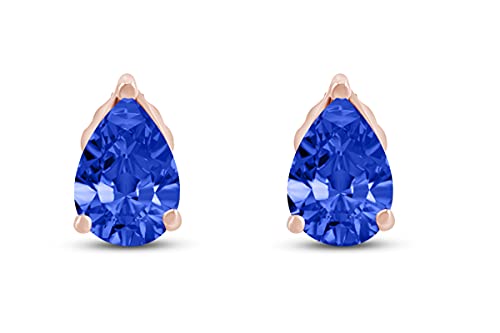 Pear Shape Stud Earrings In 14K Rose Gold Over Sterling Silver (2 Ct)2