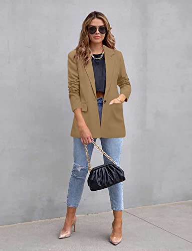 Image of CRAZY GRID Womens Casual Blazer Jacket Long Sleeve Open Front Work Office Blazer Lapel Button Jacket
