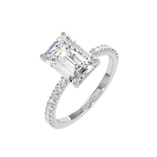 Image of Pure 925 Sterling Silver Emerald Cut Ring for Women Engagement Ring | Pure 925 Sterling Silver, 5A Quality CZ, BIS Hallmarked, Branded Packaging, Pave Setting