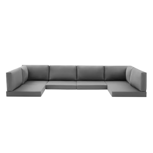 FuLuHaoS Outdoor Replacement Cushions for Patio Furniture, 14-Piece Water-Resistant Outdoor Cushion for 6-Seat Rattan Wicker Sectional Patio Conversation Sets and Patio Couch(Gray)
