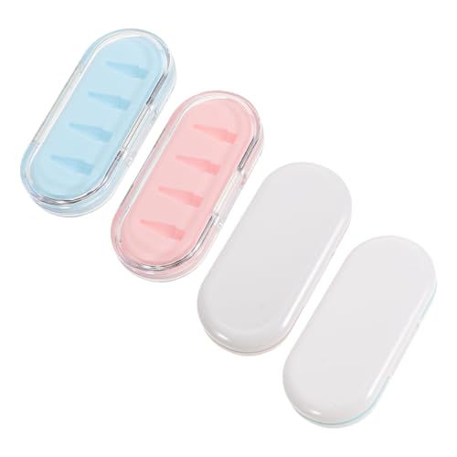 KONTONTY Estuche Organizador para Puntas de Lápices Táctiles 4 Agujeros Caja de Almacenamiento Transparente y Blanca Soporte Compacto para Puntas Portátil para Escuela Oficina y