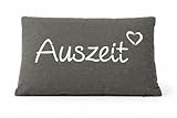 KAMACA AUSZEIT Kissen 30 cm x 50 cm Flauschig gefülltes Kissen mit Reißverschluss Bezug aus 100% Baumwolle EIN Hingucker und wertiges Geschenk (AUSZEIT GRAU)
