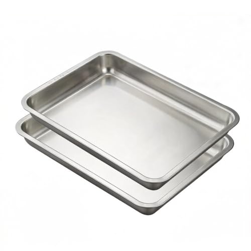 Bandeja para hornear galletas en acero inoxidable grueso set de 2 fuentes para reposteria 2