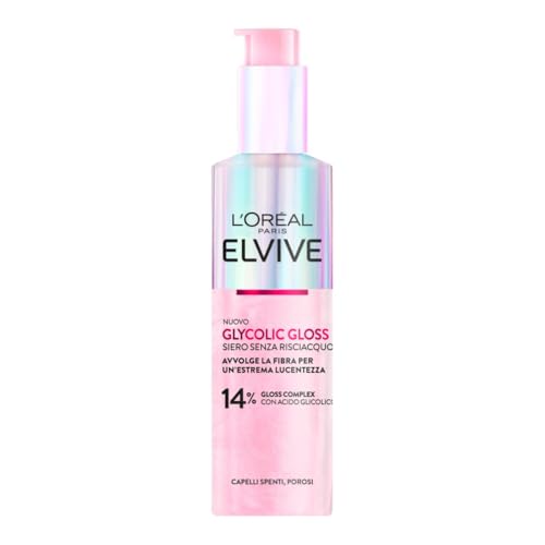 L'Oréal Paris Elvive Leave-In Serum, For Dull and Porous Hair, Silky Hair, With Glycolic Acid, Sulphate-Free, Glycolic Gloss, 150 ml