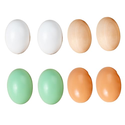 Lot de 8 œufs factices en bois, disponibles en 4 couleurs. Idéaux pour les loisirs créatifs, les jouets alimentaires, les aides à la ponte, les...