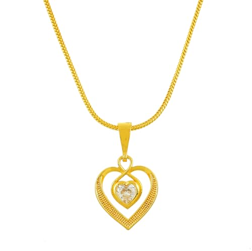 Image of Handicraft Kottage 1gm 22Ct Gold Plated chain with Pendant | latest & Stylish Celebrity Inspired Chain /Necklace /Jewellery Set /Fashion jewellery for Men, Women Boys Girls