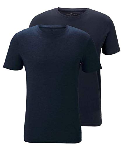 TOM TAILOR Herren Crewneck T-Shirt im Doppelpack, 10668 - Sky Captain Blue, XXXL