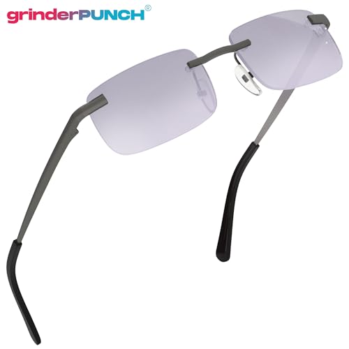 Image of grinderPUNCH Small Slim 90's Popular Nineties Rectangular Sunglasses Clear Rimless Eyewear