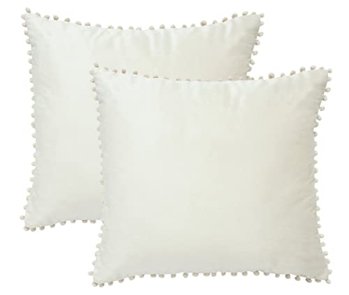 Image of Amazon Brand - Umi Pack of 2 Decorative Throw Pillow Covers, Soft Velvet Cushion Covers For Sofa, Couch, Bedroom, Car, 18 X 18 Inches (45 x 45 cm) in Cream Color