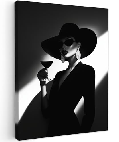 MuchoWow© Impression sur Toile Decoration Murale Peinture 50x70 cm Tableaux Art Décoratif Muraux Décoration Chambre Femme - Vin - Chic