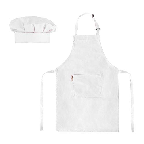 Kids Apron and Chef Hat Set-Adjustable Child Apron for Boys and Girls Aged