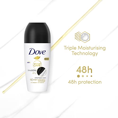 Dove Advanced Care Invisible Dry Anti-perspirant Deodorant pack of 6 with Triple Moisturising technology roll-on for 48 hours of protection 50 ml - Image 4