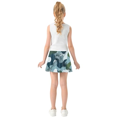 Toddlers Tennis Skirts Camouflage Arctic Blue Girls Skorts Athletic Shorts Cute Cheer Skirt 4t4