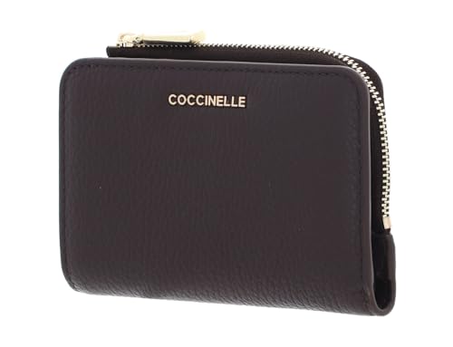 Coccinelle Metallic Soft porte-cartes mince en cuir souple marron chocolat