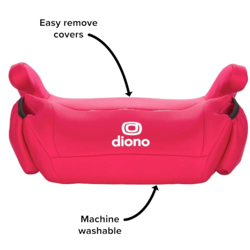 Image of Diono Solana, No Latch, Single Backless Booster Car Seat, Lightweight, Machine Washable Covers, Cup Holders, Pink Cotton Candy