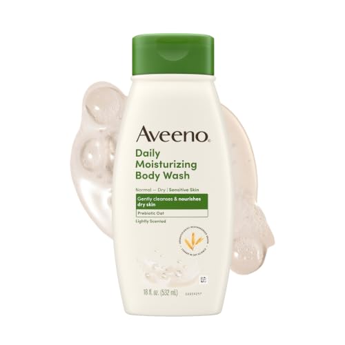 Image of Aveeno Daily Moisturizing Body Wash for Normal to Dry Skin, Sensitive Skin Formula with Prebiotic Oat, Gently Cleanses & Nourishes Dry Skin, Lightly Scented Body Wash for Women and Men, 18 Fl Oz