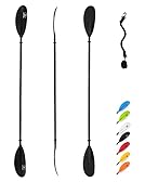 OCEANBROAD Kayak Paddle 90.5in/230cm Alloy Shaft Kayaking Boating Canoeing Oar with Paddle Leash 1 Paddle, Black
