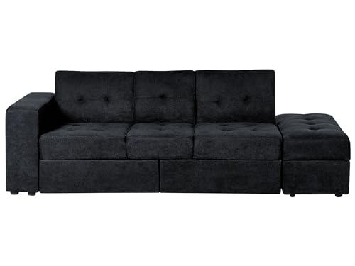 Couch Gästebett Sofa 3er Dreisitzer mit Bettkasten schwarz modern Falster