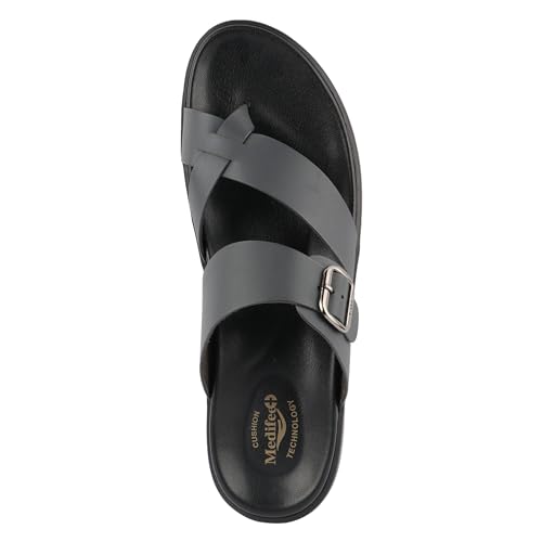 Image of Medifeet Men's Toe-Ring Leather Highway Sandals