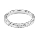 BWDHJLEY Anillo de oro blanco 375, anillos de compromiso blanco moissanita, redondo, oro blanco, anillo Promise 9 K, 45 (14.3), Oro blanco 585 de 14 quilates, Moissanita