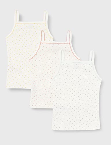 Petit Bateau Girls' Cotton and Linen Blend Strappy Vest Tops - 3-Pack Style A04CS Sizes 3-12 Years3