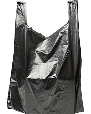International Plastics MB-T-28BLK 18 x 8 x 28 in. Plain Black HD T-Shirt Bags - Case of 500