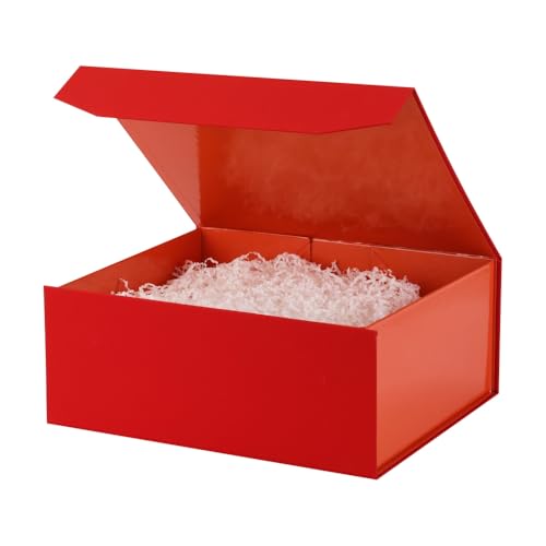 1 Pcs 6x6x3 Inch Blue Magnetic Gift Box Small Magnetic Box with Crinkle Paper Blue Small Gift Box with Shredded Paper Luxury Gift Boxes with Lids for Presents