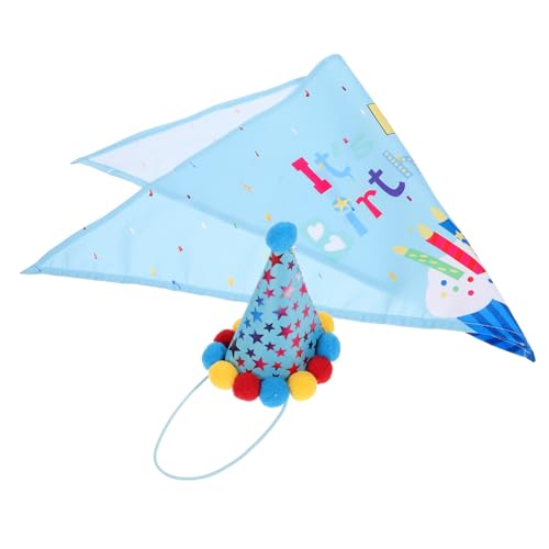 ROMISBABA 1 セット ペットの首輪の装飾 キット 犬 誕生日パーティーの装飾 ダックスフンド おもちゃ ペットの誕生日パーティーハット ペットのパーティーハット Blue